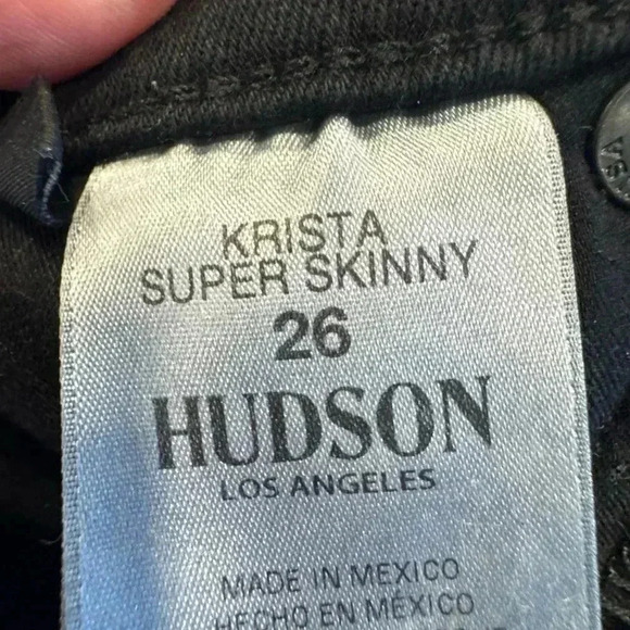 Hudson Krista super skinny black stretch jeans raw hem women’s size 26 - Picture 7 of 10